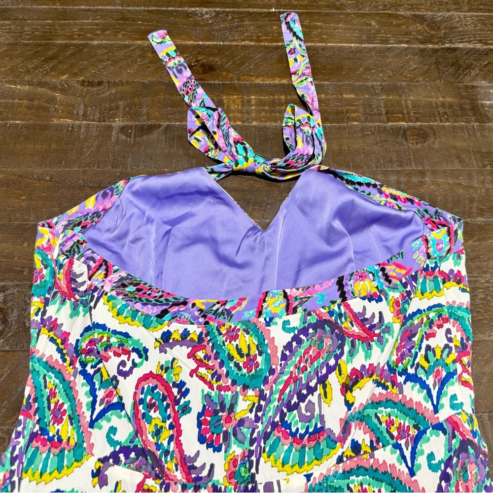 NWT Robert Graham Gracie Paisley Viscose Silk Halter Mini Dress Sz XL Date Party - Picture 11 of 14